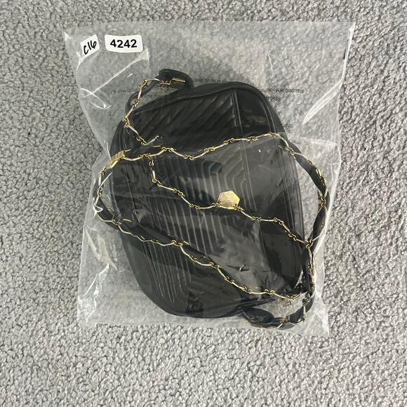 Revillon Handbag Womens Black Leather Gold Chain Strap Old Money Classy - Picture 9 of 9